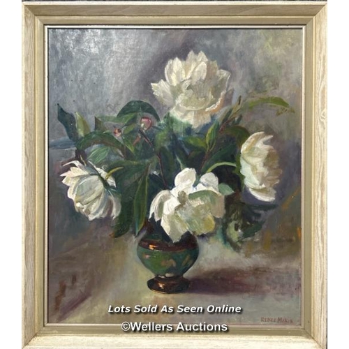 166 - Floral still life oil on board, signed Rene Makin, 50 x 58cm excluding frame (Lot subject to VAT) / ... 