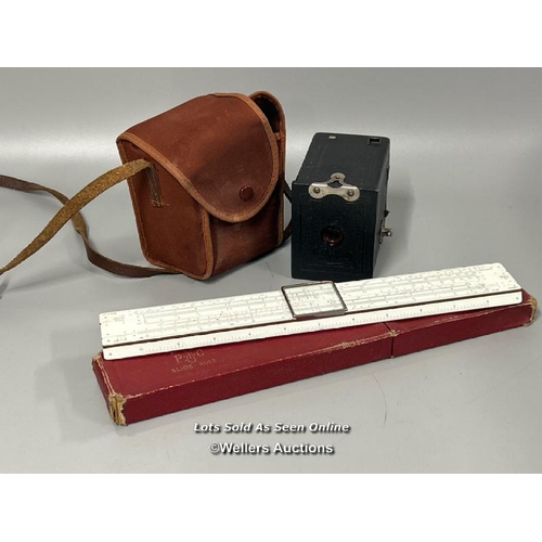 149 - Kodak Brownie no.127 and P.I.C. slide rule no.121 in original box / AN24