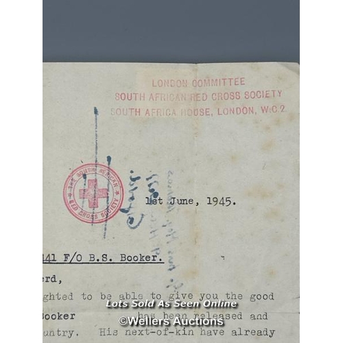 62 - A South African Red Cross Society letter regarding the repatriation of Flying officer Michael Booker... 