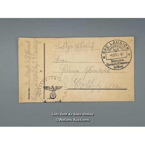 63 - Two German letters written during WW2 dated 27th August 1940 and 8th December 1943, and one envelope... 