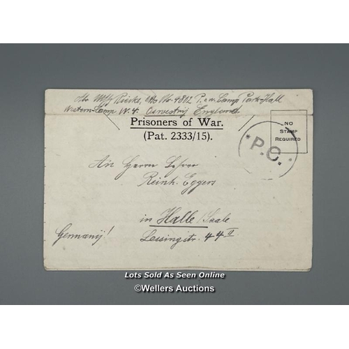 69 - A letter sheet received by Hauptmann Reinhold Eggers (Colditz Security Officer) on 23rd April 1919 a... 