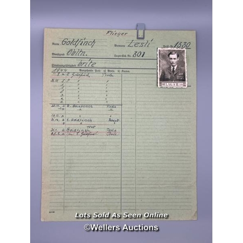 70 - An original German record relating to Flight Lieutenant Leslie James Edward Goldfinch (led a team to... 