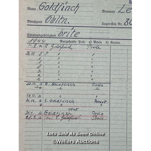 70 - An original German record relating to Flight Lieutenant Leslie James Edward Goldfinch (led a team to... 