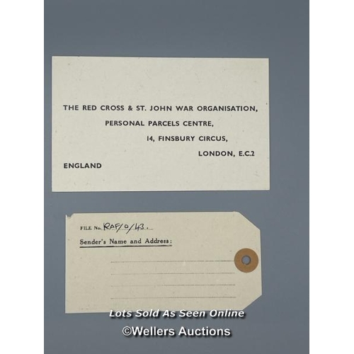 83 - A selection of items relating to sending parcels to a next-of-kin for POWs during WW2 dated 1943 and... 