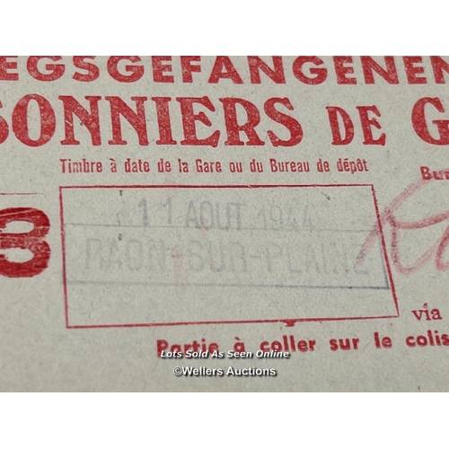 84 - A rare book parcel address label sent via Raon-sur-Plaine to Colditz in 1944 addressed to the Britis... 