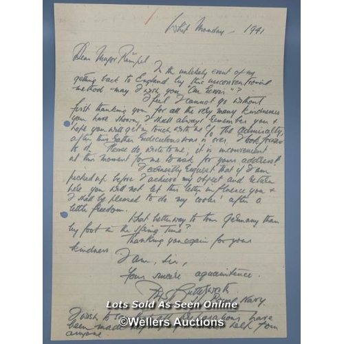 93 - Two original letters written by allied serviceman around June 1941 during WW2 indistinctly signed. O... 