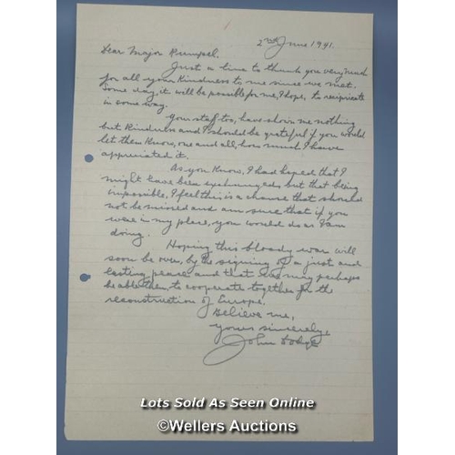 93 - Two original letters written by allied serviceman around June 1941 during WW2 indistinctly signed. O... 