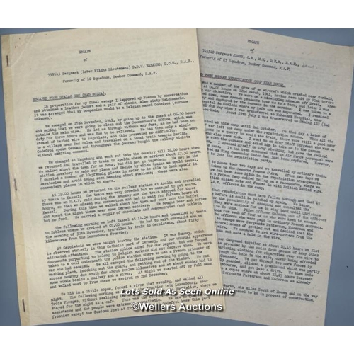 95 - Two manuscripts by Sergeant (later Flight Lieutenant) Derick D.W. Nabarro R.A.F.V.R., and by Sergean... 