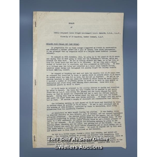 95 - Two manuscripts by Sergeant (later Flight Lieutenant) Derick D.W. Nabarro R.A.F.V.R., and by Sergean... 