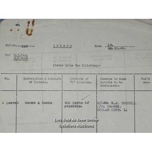 96 - Two 'Indent' records ref no. 114 and 115 relating to Squadron Leader Roger Joyce Bushell (Big X 