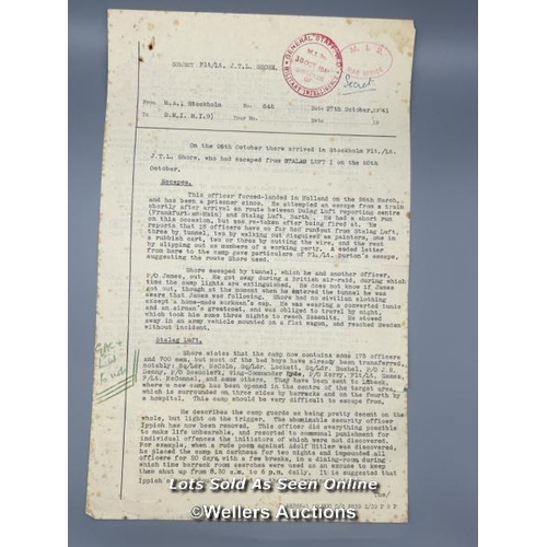 97 - A type-written document regarding Flight Lieutenant John Talbot Lovell Shore (39177) of the RAFO det... 