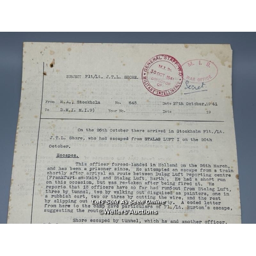 97 - A type-written document regarding Flight Lieutenant John Talbot Lovell Shore (39177) of the RAFO det... 