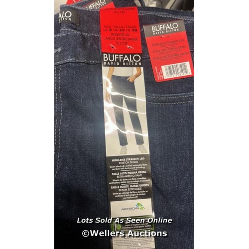 2021 - 5X LADIES NEW DAVID BITTON BUFFALO HIGH RISE STRAIGHT LEG JEANS / UK 12 / C27