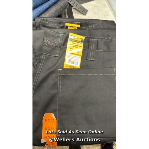 2056 - 4X GENTS NEW DEWALT WORK TROUSERS / 40X32 / F30