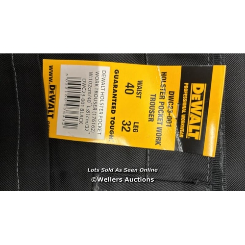 2056 - 4X GENTS NEW DEWALT WORK TROUSERS / 40X32 / F30