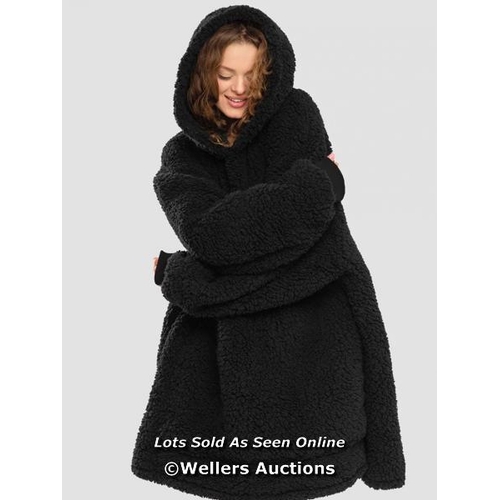 KUDD.LY HOODED TEDDY FLEECE SHERPA BLANKET BLACK / NEW / WIA