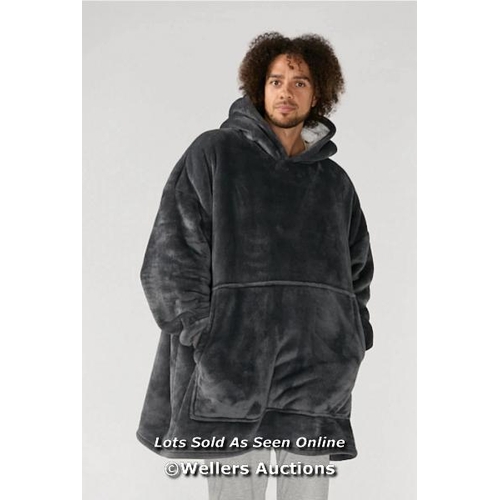 KUDD.LY HOODED TEDDY FLEECE SHERPA BLANKET DARK GREY / NEW / WIA