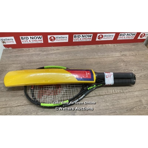 2801 - X2 TENNIS RACKETS X1 CRICKET BAT  / C38