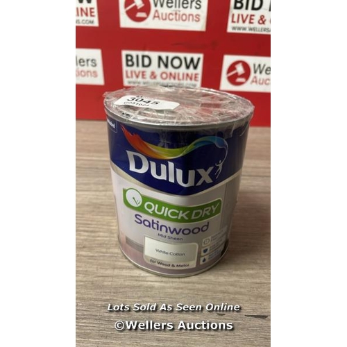 3045 - DULUX QUICK DRY SATINWOOD PAINT FOR WOOD AND METAL - WHITE COTTON 750 ML / MINIMAL SIGNS OF USE / A2... 