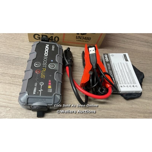 3056 - NOCO BOOST PLUS GB40 1000A ULTRASAFE CAR JUMP STARTER, JUMP STARTER POWER PACK, 12V BATTERY BOOSTER,... 