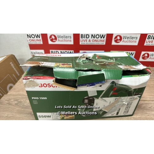 3071 - BOSCH HOME AND GARDEN 06032A4070 ELECTRIC PLANER PHO 1500, 550 W, IN CARTON PACKAGING, GREEN / SIGNS... 