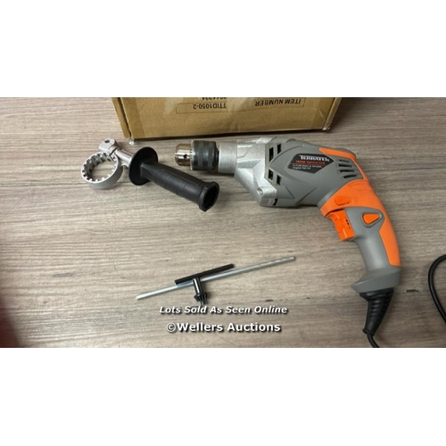 3079 - TERRATEK CORDED HAMMER DRILL 1050W VARIABLE SPEED 0-3100RPM, 2 IN 1 HAMMER DRILL & ELECTRIC DRILL FU... 