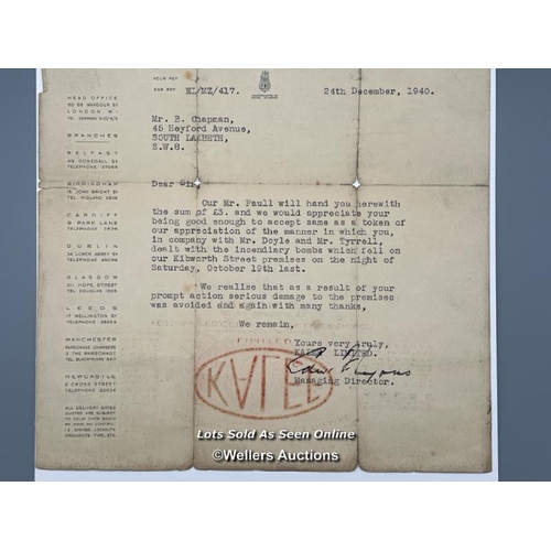 103 - A type written letter from GB 'Kalee Limited' head office in London to employee Mr B. Chapman who is... 