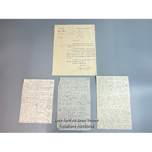 112 - An original type written note addressed to Aveling dated 14th October 1918 about 1 month prior to th... 