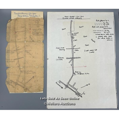 114 - An original hand drawn plan of Aachen in Germany found by Hauptmann Reinhold Eggers (Colditz Securit... 