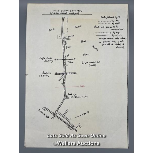 114 - An original hand drawn plan of Aachen in Germany found by Hauptmann Reinhold Eggers (Colditz Securit... 