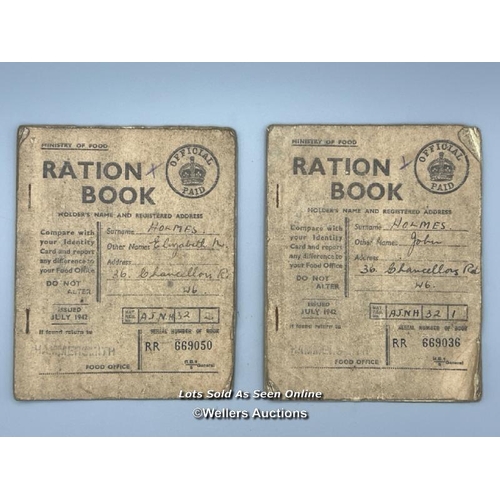 124 - A selection of original WW2 British Ministry of Food ration books, clothing books and a National Reg... 