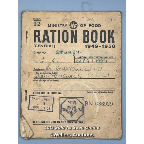 124 - A selection of original WW2 British Ministry of Food ration books, clothing books and a National Reg... 