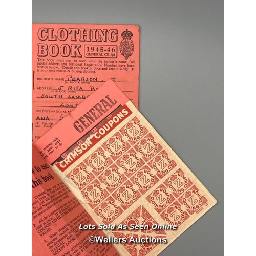 124 - A selection of original WW2 British Ministry of Food ration books, clothing books and a National Reg... 