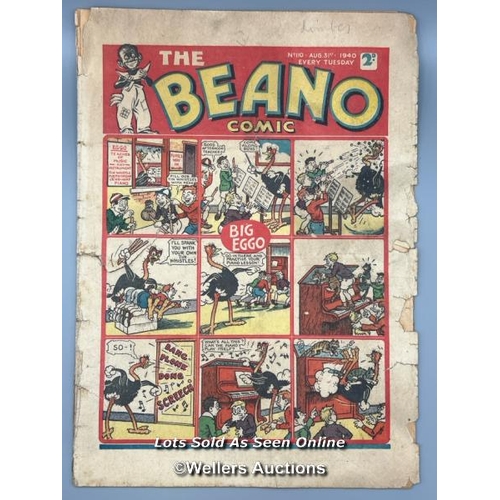 126 - An original 'The Beano Comic' dated 31st August 1940 issue No. 110, Propaganda war issue. Tin-Can To... 