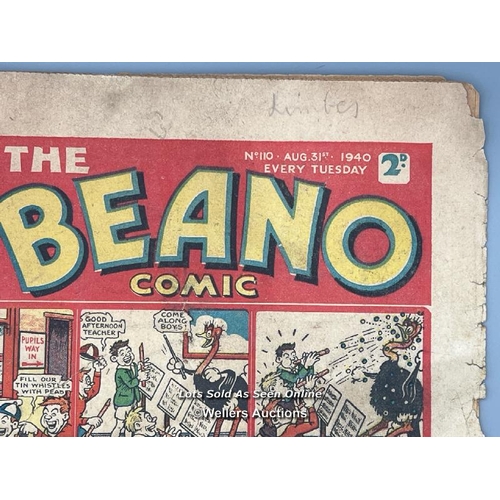 126 - An original 'The Beano Comic' dated 31st August 1940 issue No. 110, Propaganda war issue. Tin-Can To... 