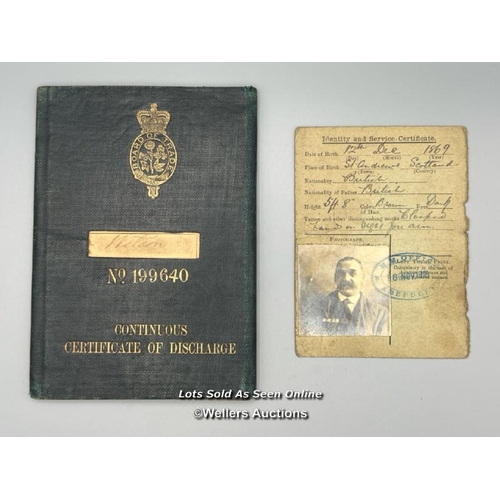 135 - An original Identity and Service Certificate and Certificate of Discharge for John Wilson (born 1869... 