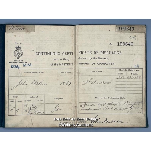 135 - An original Identity and Service Certificate and Certificate of Discharge for John Wilson (born 1869... 