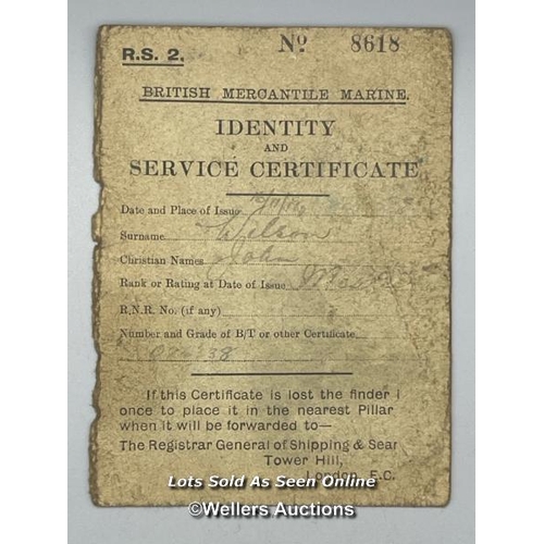 135 - An original Identity and Service Certificate and Certificate of Discharge for John Wilson (born 1869... 