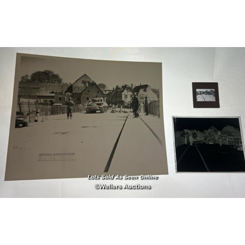 142 - A photograph, a negative and a slide depicting 'The Adolf Hitler Bridge' in Colditz during WW2, whic... 