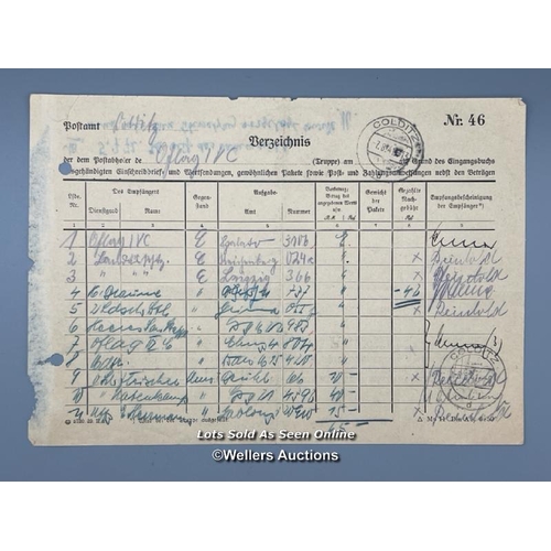 143 - An original German Post Office item directory of listed items of mail collected by Colditz Oflag IVc... 