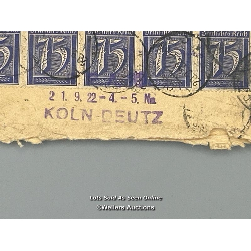 144 - A set of original 'Deutsches Reich' 75 stamps from Germany which are attached to the rear of an enve... 