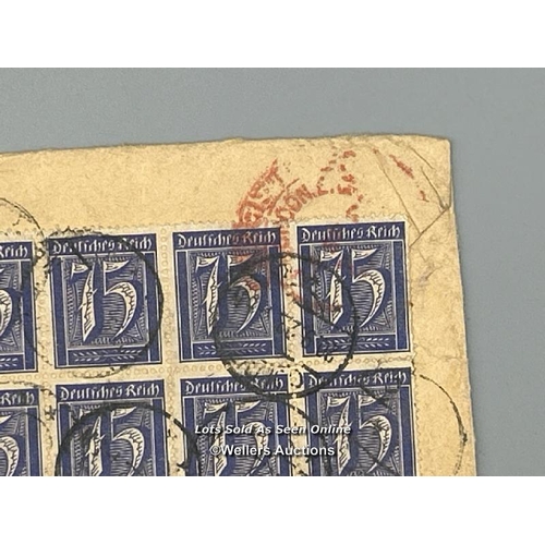 144 - A set of original 'Deutsches Reich' 75 stamps from Germany which are attached to the rear of an enve... 