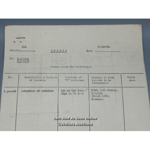 96 - Two 'Indent' records ref no. 114 and 115 relating to Squadron Leader Roger Joyce Bushell (Big X 