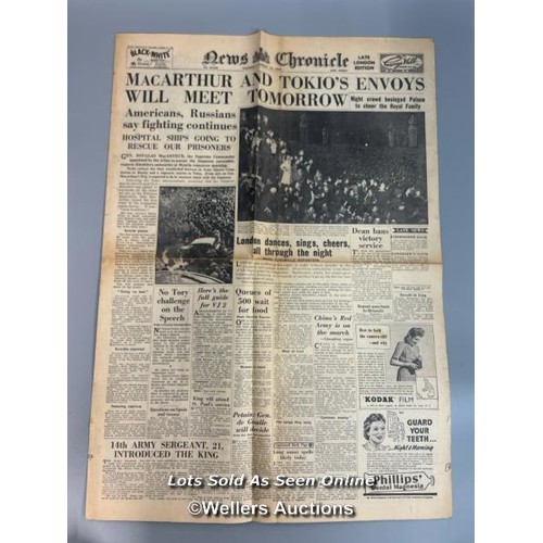 138 - Two original wartime newspapers (WW2), one by the Daily Mirror dated 11th May 1940, and is in very g... 