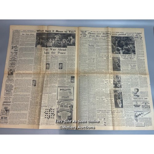 138 - Two original wartime newspapers (WW2), one by the Daily Mirror dated 11th May 1940, and is in very g... 