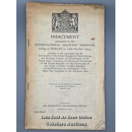 160 - A mixed lot containing an original 'Indictment' which was presented to the International Military Tr... 