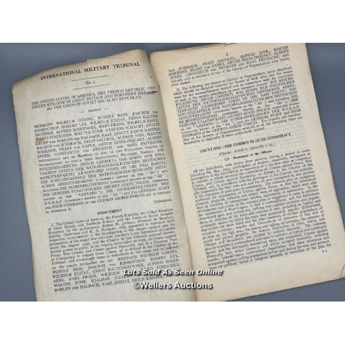 160 - A mixed lot containing an original 'Indictment' which was presented to the International Military Tr... 