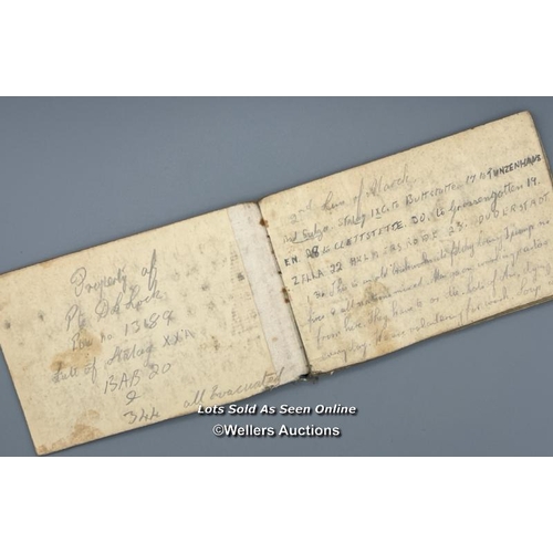 161 - A mixed lot containing two wartime POW diaries, one belonging to Private D. Lock (POW 13189) at Stal... 