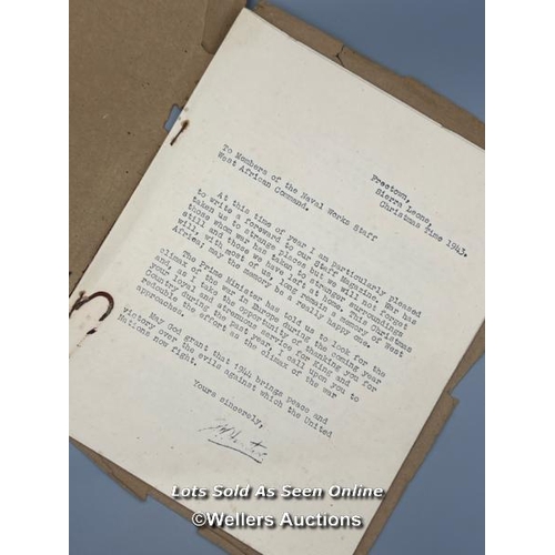 163 - A Christmas booklet addressed to members of the Naval Works Staff, West African Command dated 1943. ... 