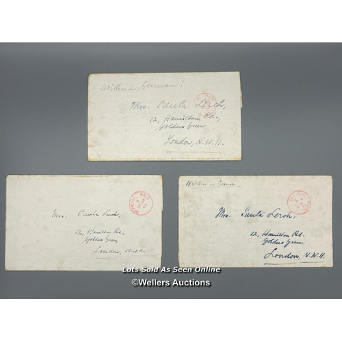 166 - Two postcards and three letters written in German and sent by J.M. Lench (No. 80521) to the Sutton P... 